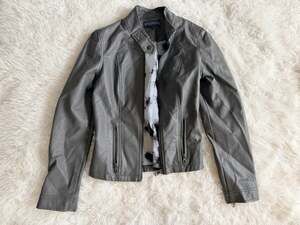 Lane Crawford Women's Gray Faux Leather Moto Jacket Size M